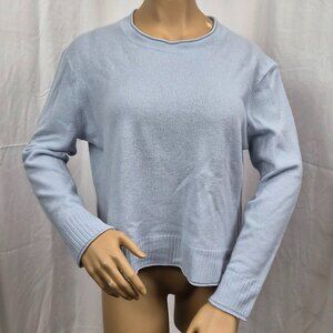 Rachel Zoe 100% 2-ply cashmere sweater light blue with rolled neck size XL EUC